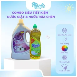 combo tiết kiệm nước giặt và nước rửa chén nhà merlie