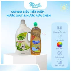 combo tiết kiệm nước giặt và nước rửa chén nhà merlie ba